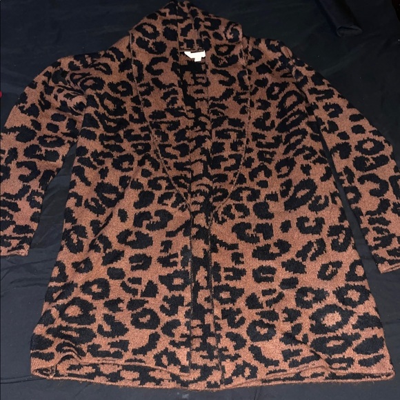 Leopard Print Open Front Cardigan Sweater - Picture 1 of 5